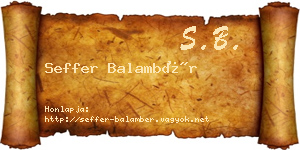 Seffer Balambér névjegykártya